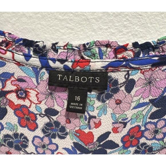 Talbots Women’s Size 16 Paradise Floral Popover Dress Ruffle Trim Multi Color - Picture 5 of 8